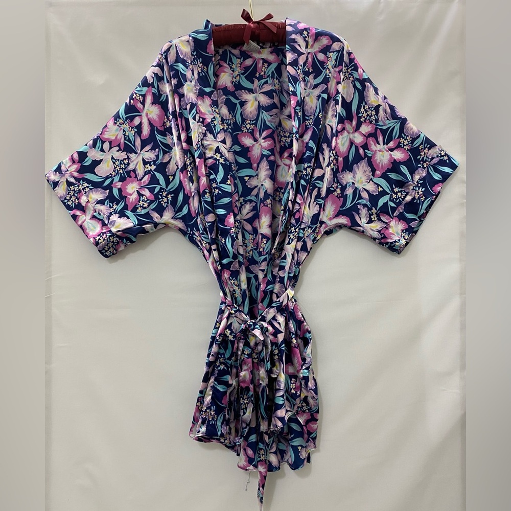 Vintage dark blue robe with matching belt